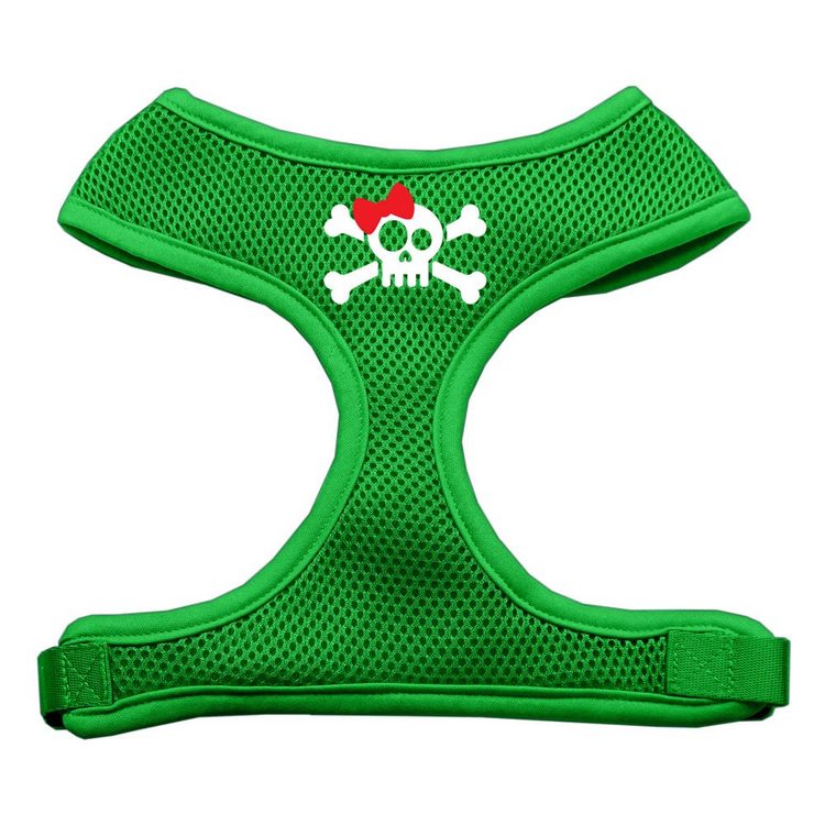 Skull Bow Screen Print Screen Print Mesh Pet Harness Emerald Green